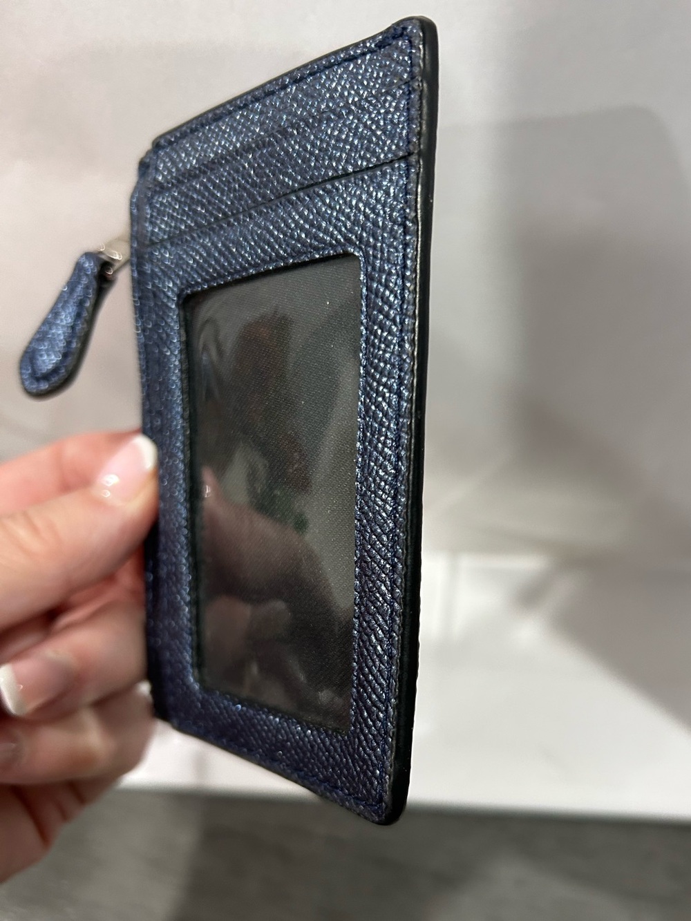Coach Navy Leather Zip Wristlet Card Case - Picture 3 of 4